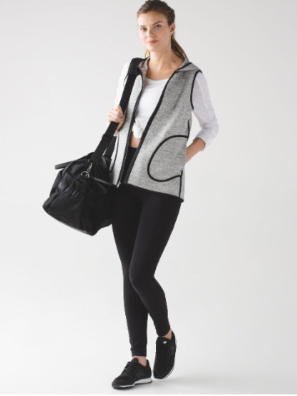 Lululemon Insculpt Hooded Reversible Vest Size 6 Gray Zip Up Black Trim